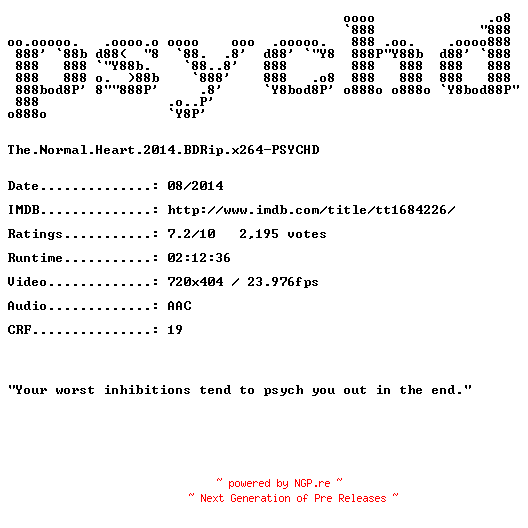 NFO for the release The.Normal.Heart.2014.BDRip.x264-PSYCHD by PSYCHD