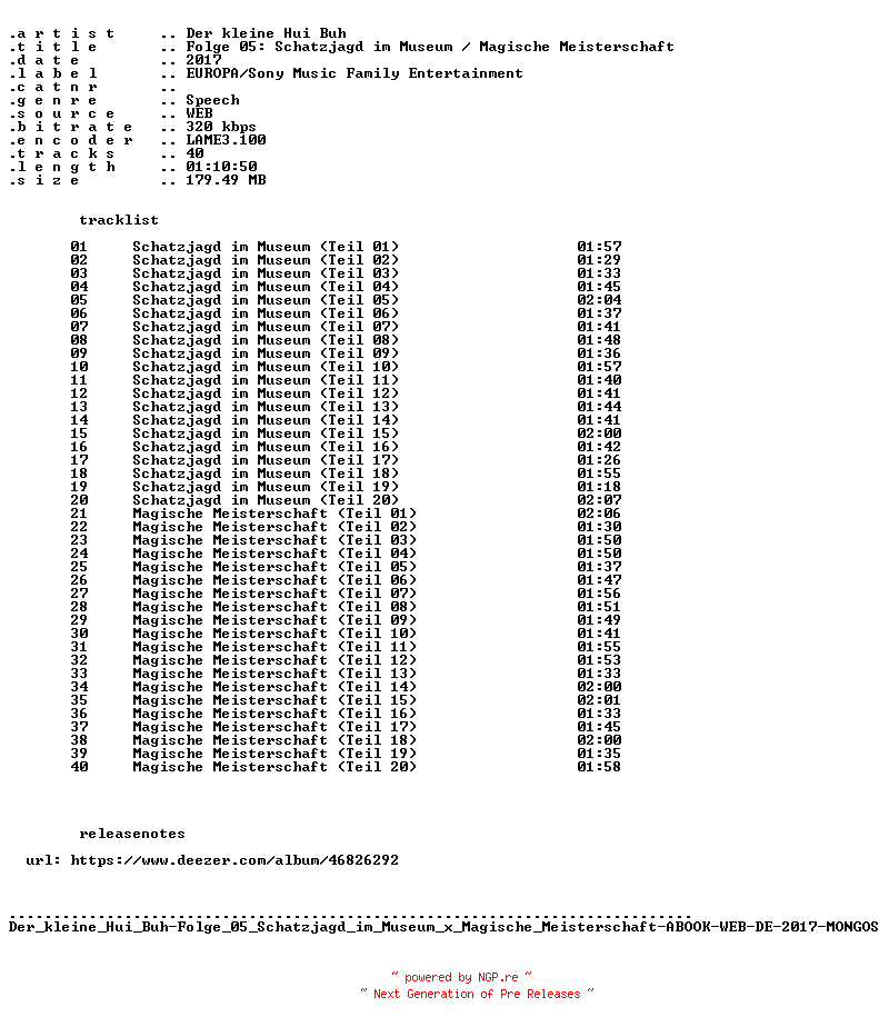 NFO for the release Der_kleine_Hui_Buh-Folge_05_Schatzjagd_im_Museum_x_Magische_Meisterschaft-ABOOK-WEB-DE-2017-MONGOS by MONGOS