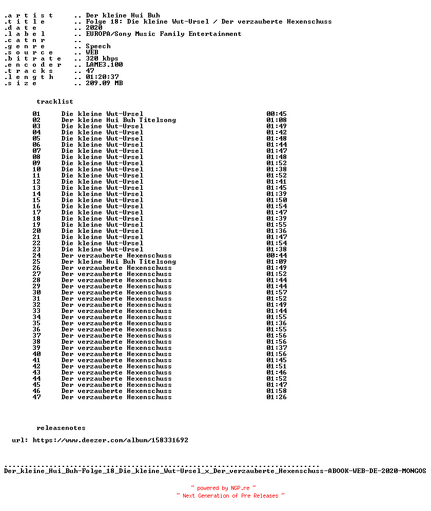 NFO for the release Der_kleine_Hui_Buh-Folge_18_Die_kleine_Wut-Ursel_x_Der_verzauberte_Hexenschuss-ABOOK-WEB-DE-2020-MONGOS by MONGOS