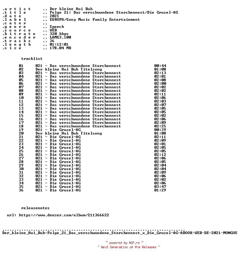 NFO for the release Der_kleine_Hui_Buh-Folge_21_Das_verschwundene_Storchennest_x_Die_Grusel-AG-ABOOK-WEB-DE-2021-MONGOS by MONGOS