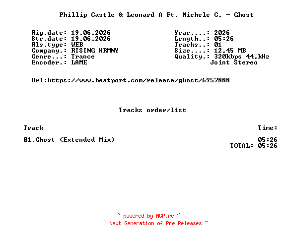 NFO for the release Phillip_Castle_And_Leonard_A_Ft._Michele_C._-_Ghost-(RH033)-SINGLE-WEB-2026-FMC by FMC