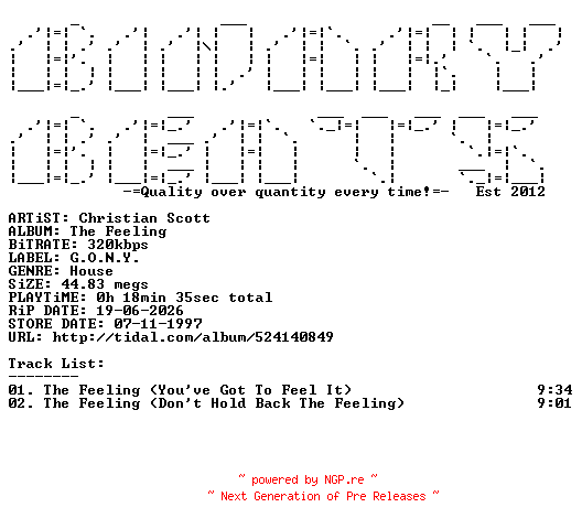 NFO for the release Christian_Scott-The_Feeling-(GONY80)-WEB-1997-BB by BB