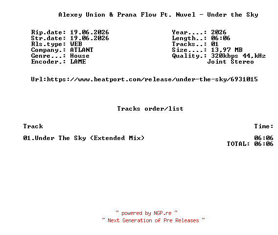 NFO for the release Alexey_Union_And_Prana_Flow_Ft._Nuvel_-_Under_The_Sky-(ATL129)-SINGLE-WEB-2026-FMC by FMC