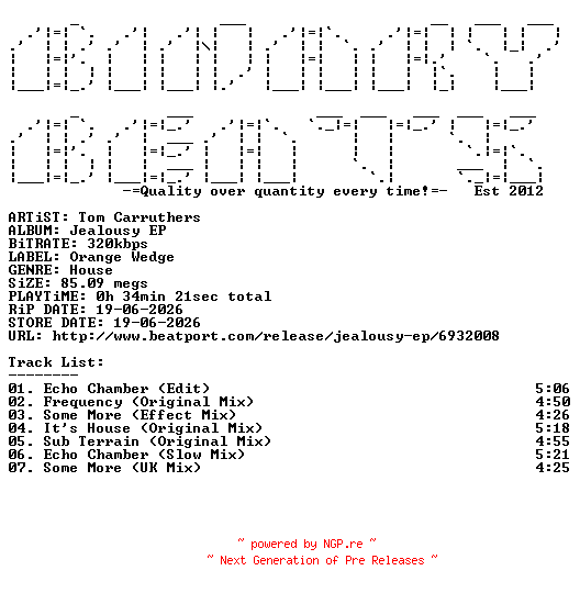 NFO for the release Tom_Carruthers-Jealousy_EP-(OW009PWD)-WEB-2026-BB by BB