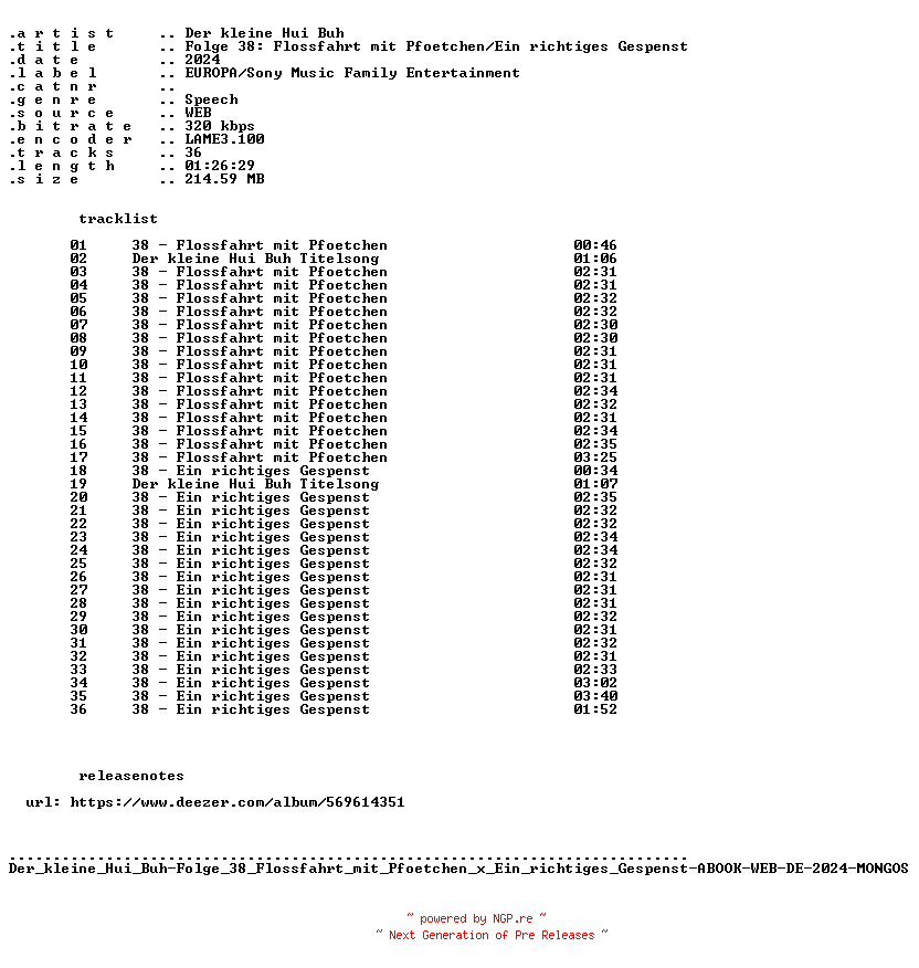 NFO for the release Der_kleine_Hui_Buh-Folge_38_Flossfahrt_mit_Pfoetchen_x_Ein_richtiges_Gespenst-ABOOK-WEB-DE-2024-MONGOS by MONGOS