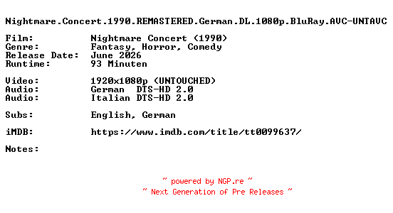 NFO for the release Nightmare.Concert.1990.REMASTERED.German.DL.1080p.BluRay.AVC-UNTAVC by UNTAVC