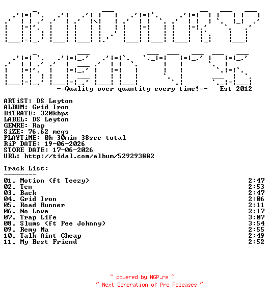 NFO for the release DS_Leyton-Grid_Iron-WEB-2026-BB by BB