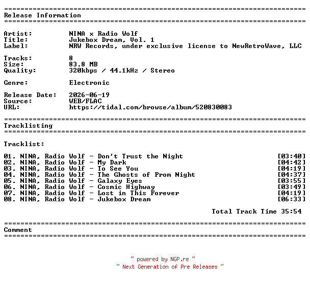 NFO for the release NINA_x_Radio_Wolf-Jukebox_Dream_Vol._1-WEB-2026-PIZZA by PIZZA