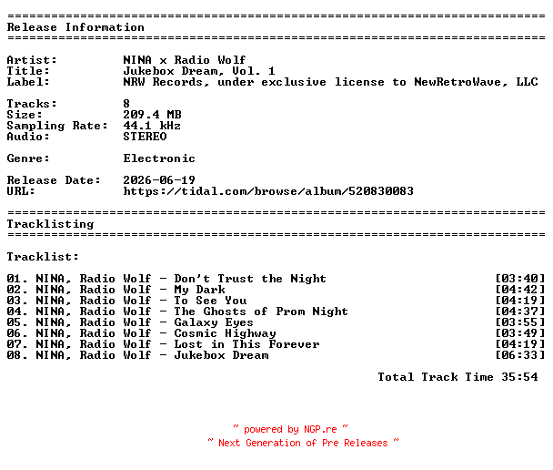 NFO for the release NINA_x_Radio_Wolf-Jukebox_Dream_Vol._1-16BIT-WEBFLAC-2026-GARLICKNOTS by GARLICKNOTS