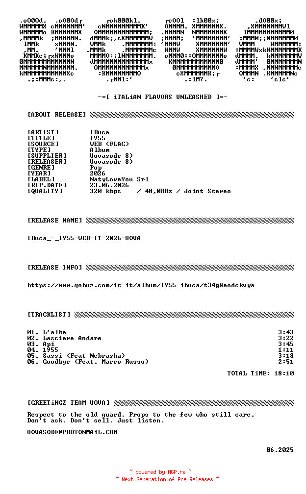NFO for the release IBuca_-_1955-WEB-IT-2026-UOVA by UOVA