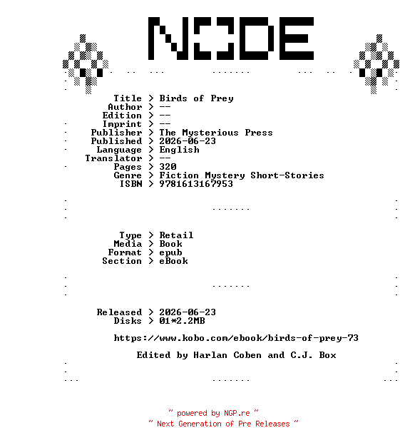 NFO for the release The.Mysterious.Press.Birds.of.Prey.2026.RETAiL.EPUB.eBook-NODE by NODE