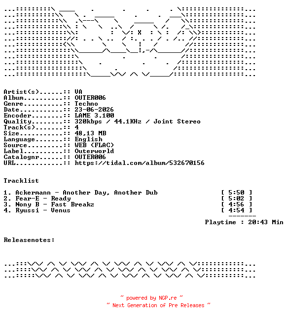 NFO for the release VA-OUTER006-WEB-2026-WAV by WAV