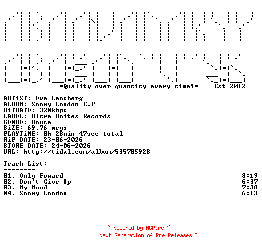 NFO for the release Eva_Lansberg-Snowy_London_E.P-(UKR059)-WEB-2026-BB by BB