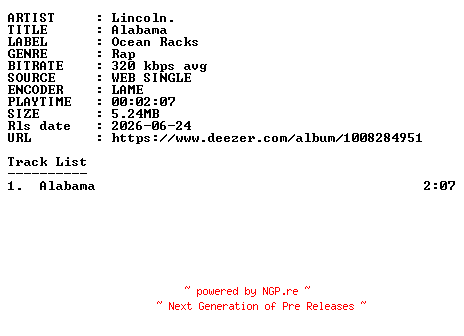 NFO for the release Lincoln.-Alabama-SINGLE-WEB-FR-2026-GUESTS by GUESTS