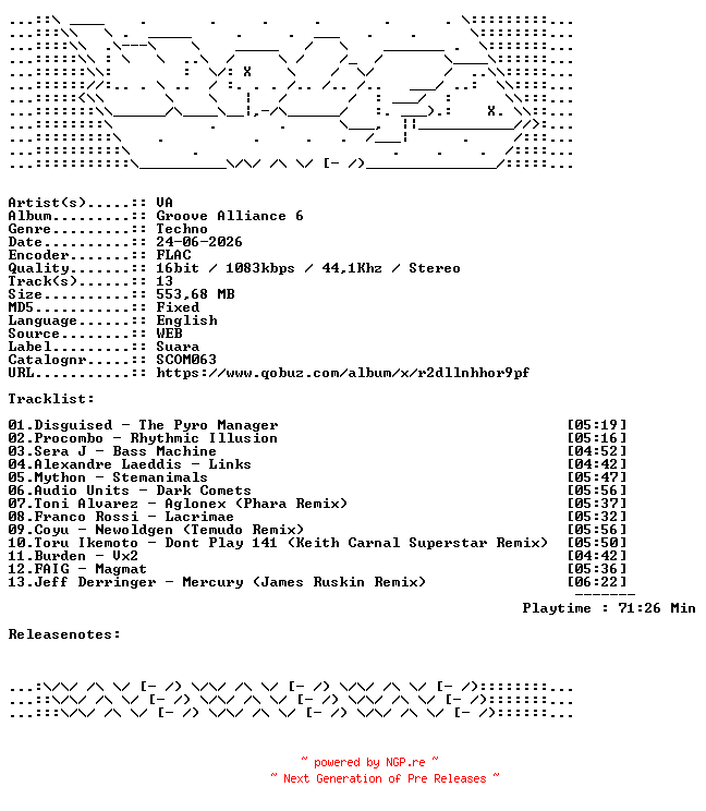 NFO for the release VA-Groove_Alliance_6-SCOM063-16BIT-WEB-FLAC-2026-WAVED by WAVED
