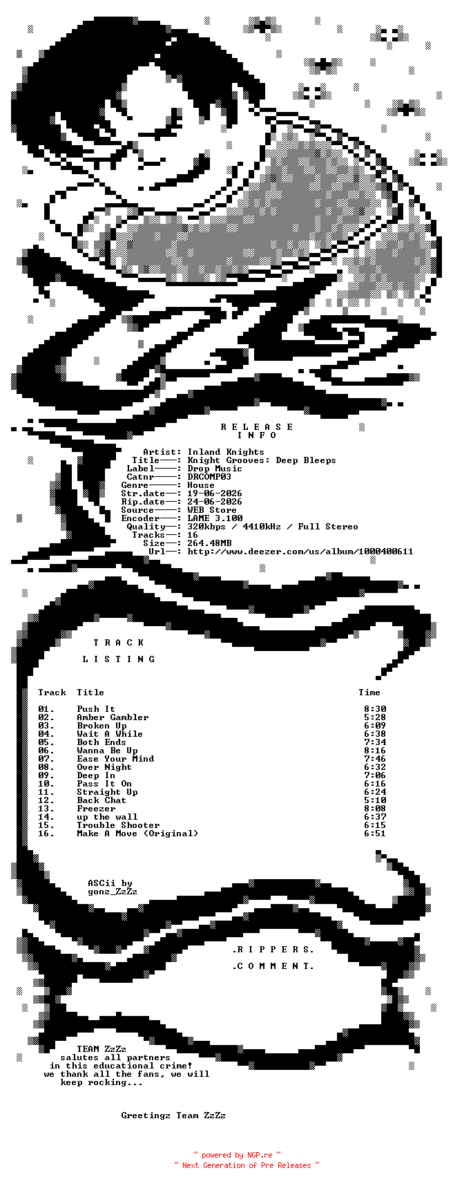 NFO for the release Inland_Knights_-_Knight_Grooves_Deep_Bleeps-(DRCOMP03)-WEB-2026-ZzZz by ZzZz