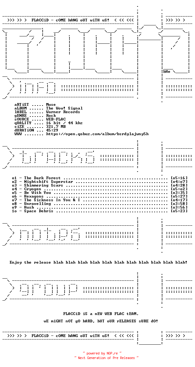 NFO for the release Muse-The_Wow_Signal-16BIT-WEB-FLAC-2026-FLACCiD by FLACCiD