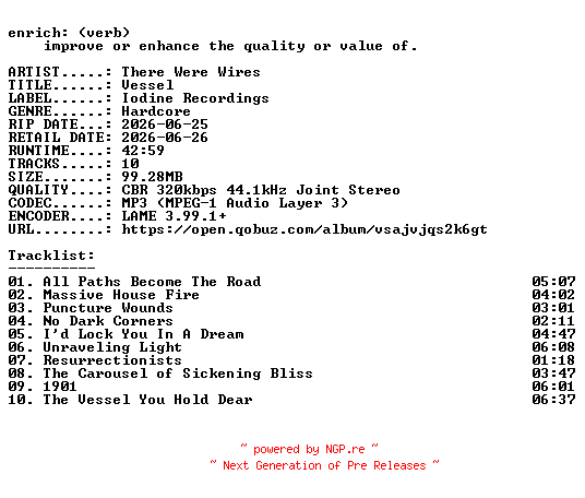 NFO for the release There_Were_Wires-Vessel-WEB-2026-ENRiCH by ENRiCH