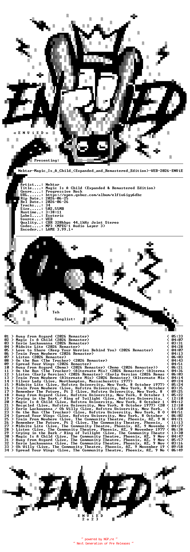 NFO for the release Nektar-Magic_Is_A_Child_(Expanded_and_Remastered_Edition)-WEB-2026-ENViED by ENViED