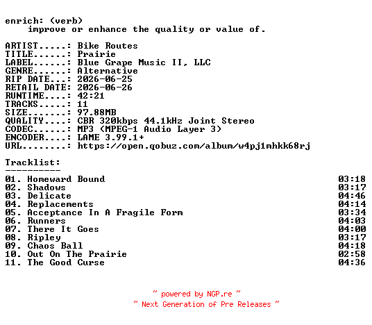 NFO for the release Bike_Routes-Prairie-WEB-2026-ENRiCH by ENRiCH