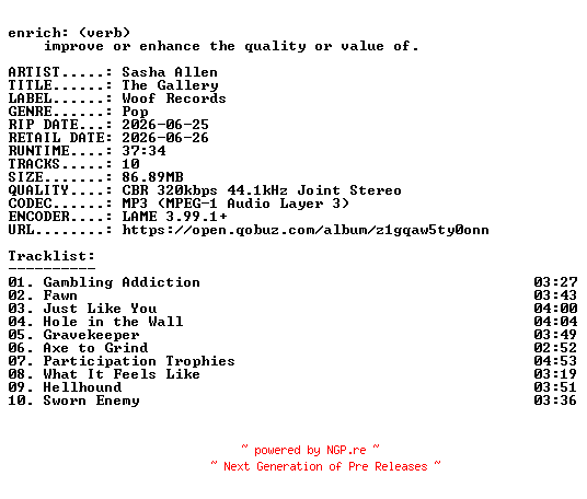 NFO for the release Sasha_Allen-The_Gallery-WEB-2026-ENRiCH by ENRiCH