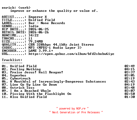 NFO for the release Emperor_X-Unified_Field-WEB-2026-ENRiCH by ENRiCH