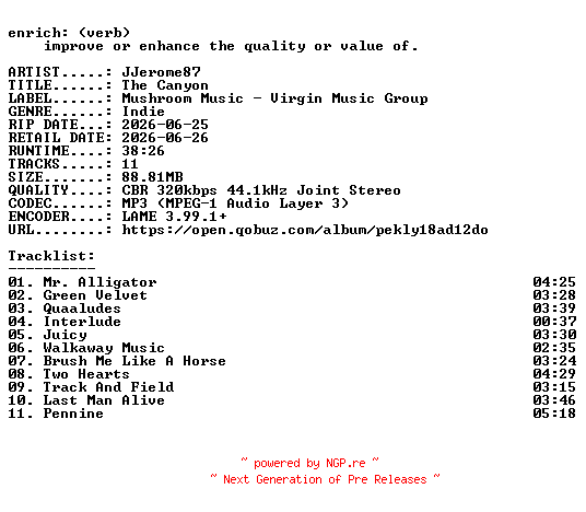 NFO for the release JJerome87-The_Canyon-WEB-2026-ENRiCH by ENRiCH