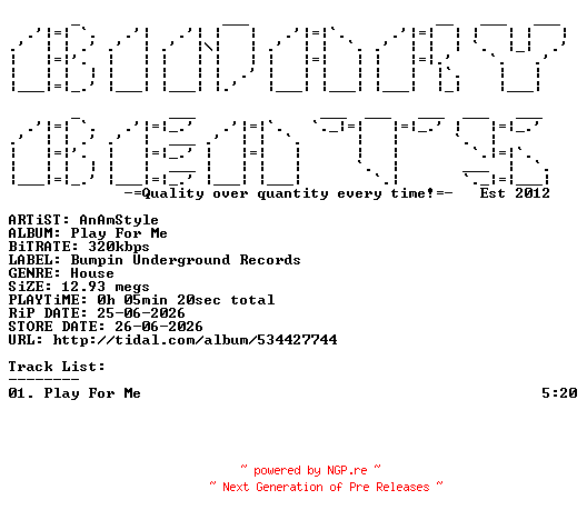 NFO for the release AnAmStyle-Play_For_Me-(BU285)-SINGLE-WEB-2026-BB by BB