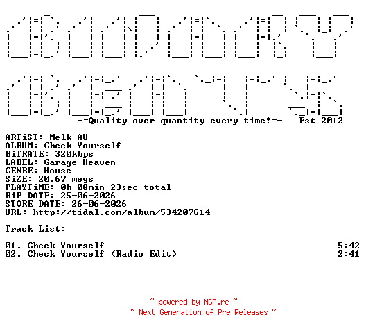 NFO for the release Melk_AU-Check_Yourself-(GH20)-WEB-2026-BB by BB