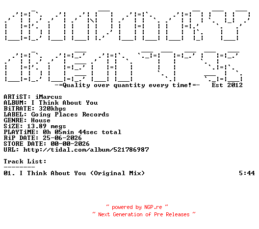 NFO for the release iMarcus-I_Think_About_You-(GPR027)-SINGLE-WEB-2026-BB by BB