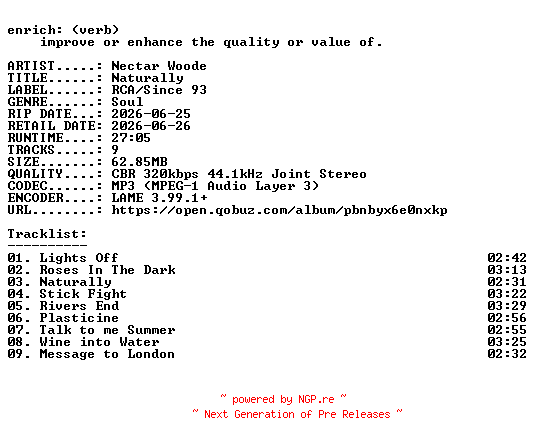 NFO for the release Nectar_Woode-Naturally-WEB-2026-ENRiCH by ENRiCH
