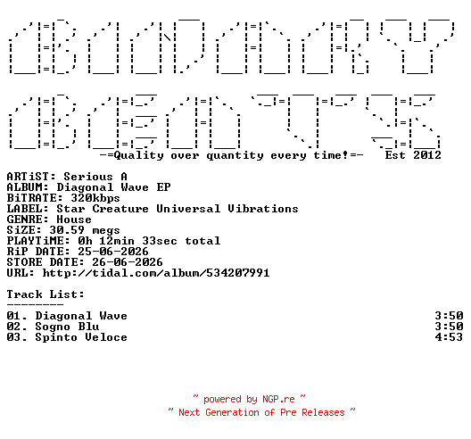 NFO for the release Serious_A-Diagonal_Wave_EP-(SC7090)-WEB-2026-BB by BB