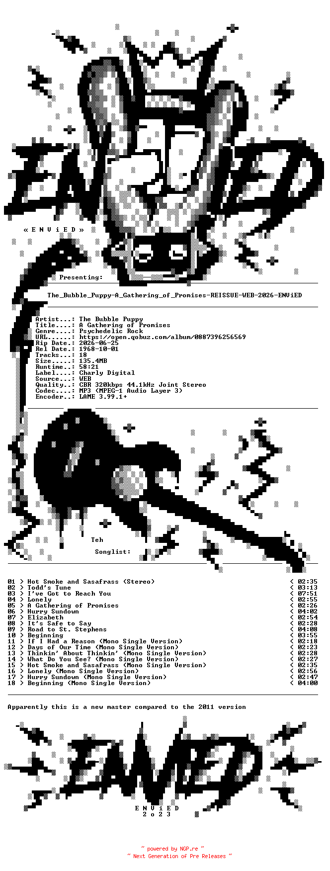 NFO for the release The_Bubble_Puppy-A_Gathering_of_Promises-REISSUE-WEB-2026-ENViED by ENViED