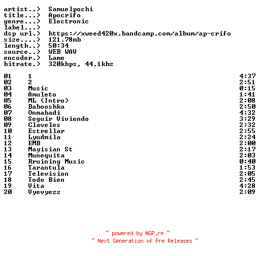 NFO for the release Samuelpochi-Apocrifo-ES-WEB-2026-EARWORMS by EARWORMS
