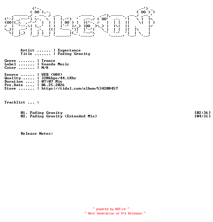 NFO for the release Expectance-Fading_Gravity-WEB-2026-FALCON by FALCON