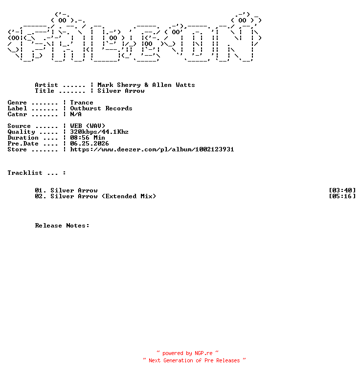NFO for the release Mark_Sherry_And_Allen_Watts-Silver_Arrow-WEB-2026-FALCON by FALCON