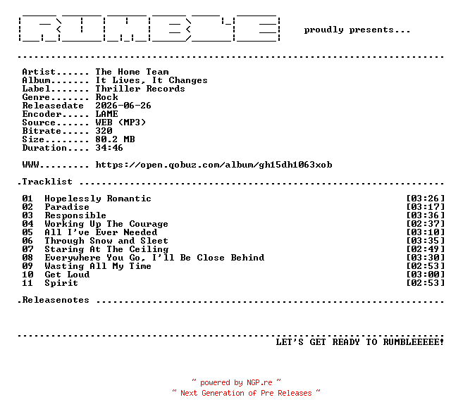 NFO for the release The_Home_Team-It_Lives_It_Changes-(WEB)-2026-RUMBLE by RUMBLE