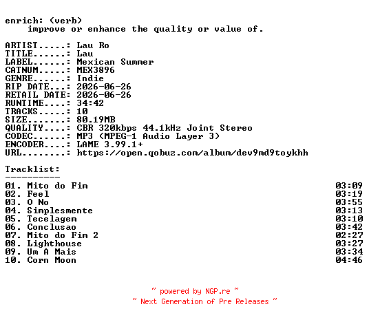 NFO for the release Lau_Ro-Lau-(MEX3896)-WEB-2026-ENRiCH by ENRiCH