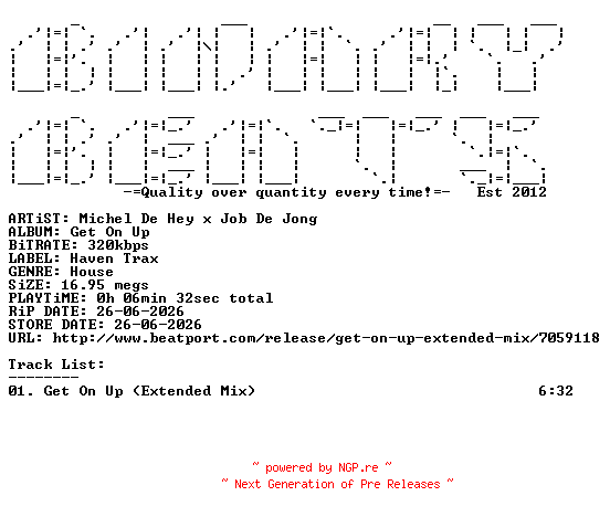 NFO for the release Michel_De_Hey_x_Job_De_Jong-Get_On_Up-(684646093222)-SINGLE-WEB-2026-BB by BB