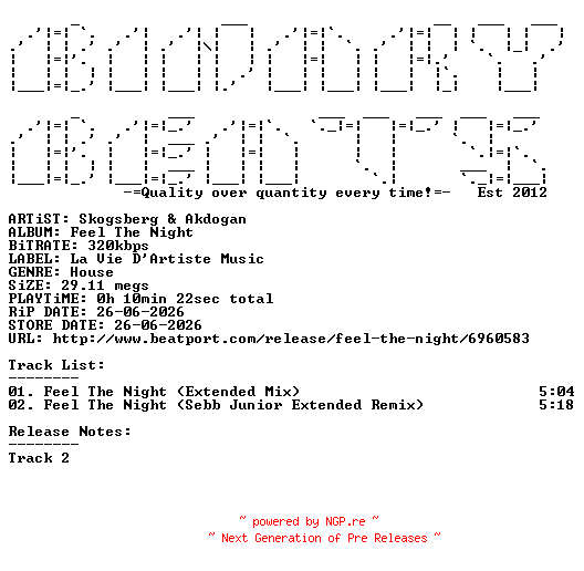 NFO for the release Skogsberg_And_Akdogan-Feel_The_Night-(DIGI108)-WEB-2026-BB by BB