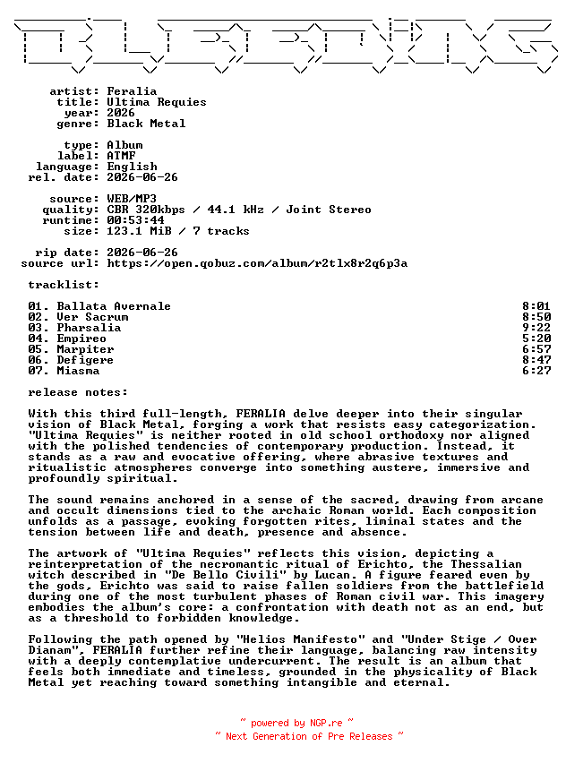 NFO for the release Feralia-Ultima_Requies-WEB-2026-BLEEDiNG by BLEEDiNG