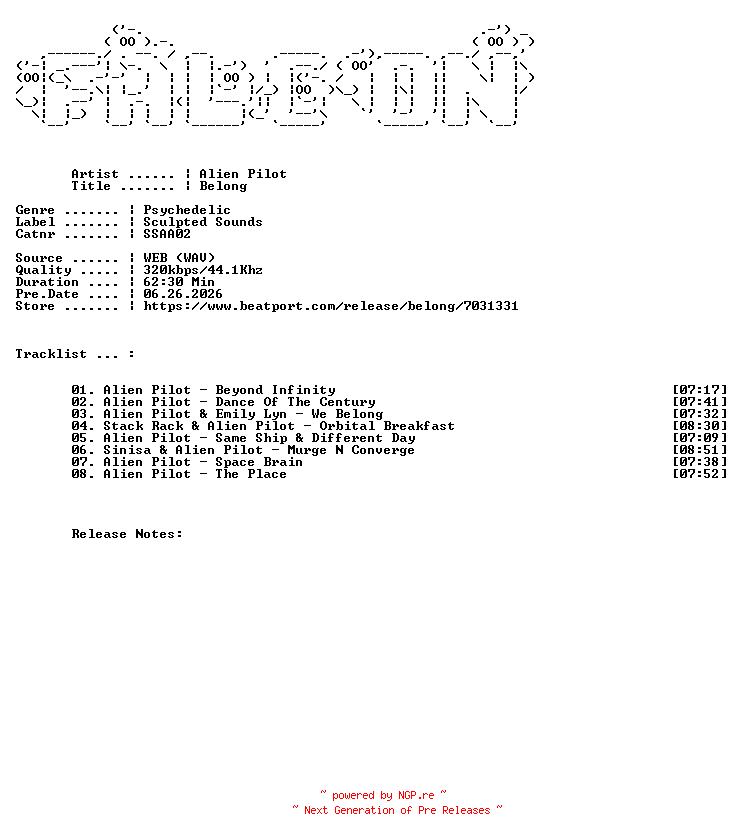 NFO for the release Alien_Pilot-Belong-(SSAA02)-WEB-2026-FALCON by FALCON