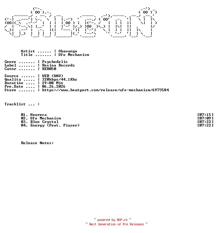 NFO for the release Okavango-UFO_Mechanism-(RER050)-WEB-2026-FALCON by FALCON