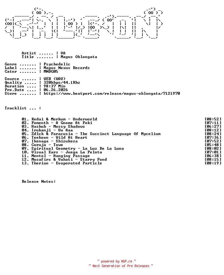 NFO for the release VA-Magus_Oblongata-(MNDG05)-WEB-2026-FALCON by FALCON