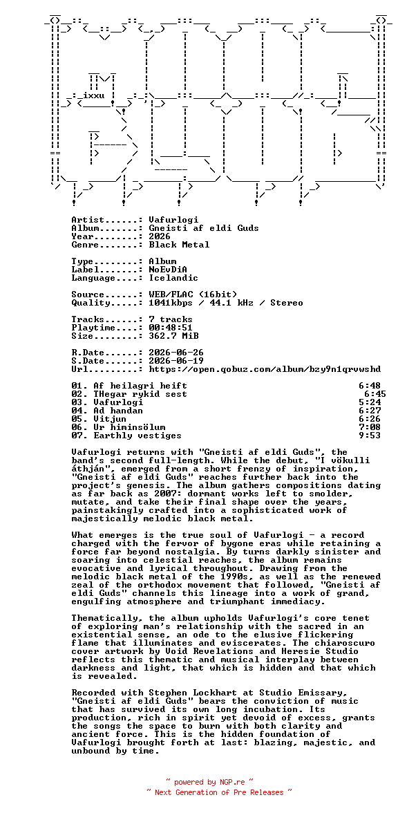 NFO for the release Vafurlogi-Gneisti_af_eldi_Guds-IS-16BIT-WEB-FLAC-2026-MOONBLOOD by MOONBLOOD