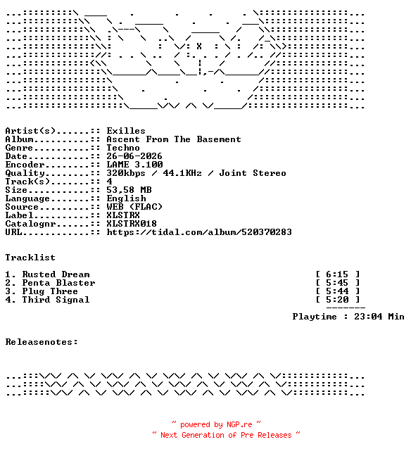 NFO for the release Exilles-Ascent_From_The_Basement-XLSTRX018-WEB-2026-WAV by WAV