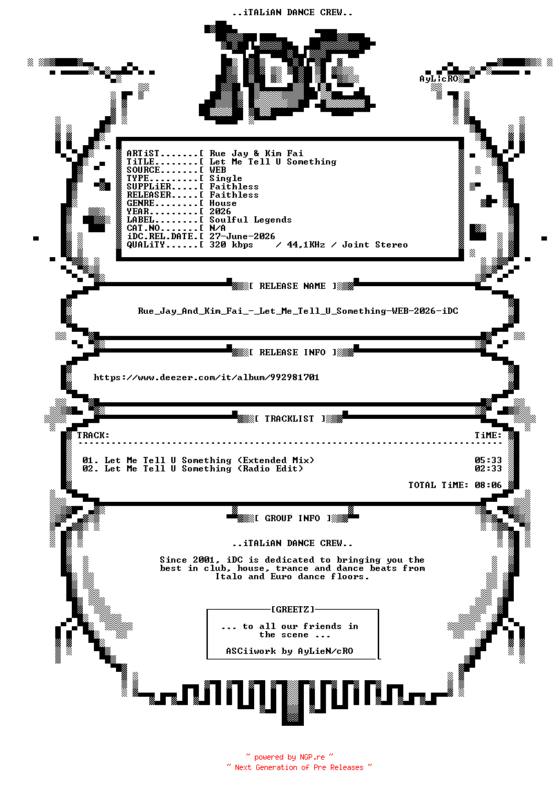 NFO for the release Rue_Jay_And_Kim_Fai_-_Let_Me_Tell_U_Something-WEB-2026-iDC by iDC