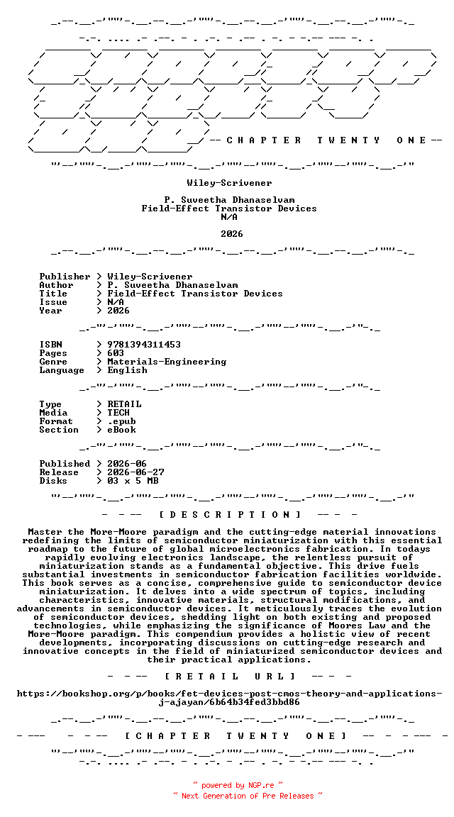 NFO for the release Wiley-Scrivener.-.Field-Effect.Transistor.Devices.2026.RETAIL.EPUB.eBook-CTO by CTO