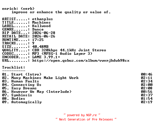 NFO for the release ethanplus-Machines-EP-WEB-2026-ENRiCH by ENRiCH