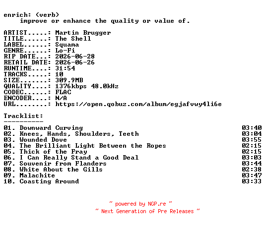NFO for the release Martin_Brugger-The_Shell-24BIT-WEB-FLAC-2026-ENRiCH by ENRiCH